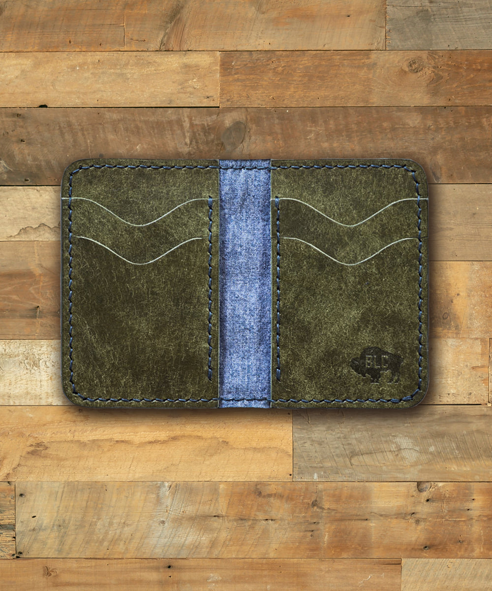 Olive Leather & Indigo Chambray Wallet – LC King Mfg