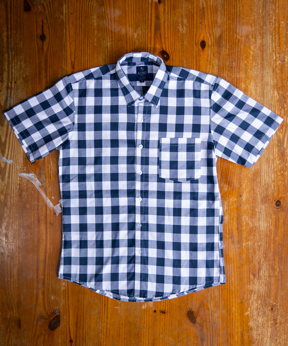 Blue & White Buffalo Plaid Button Up LC King Mfg Blue & White Buffalo Plaid Button Up LC King Mfg