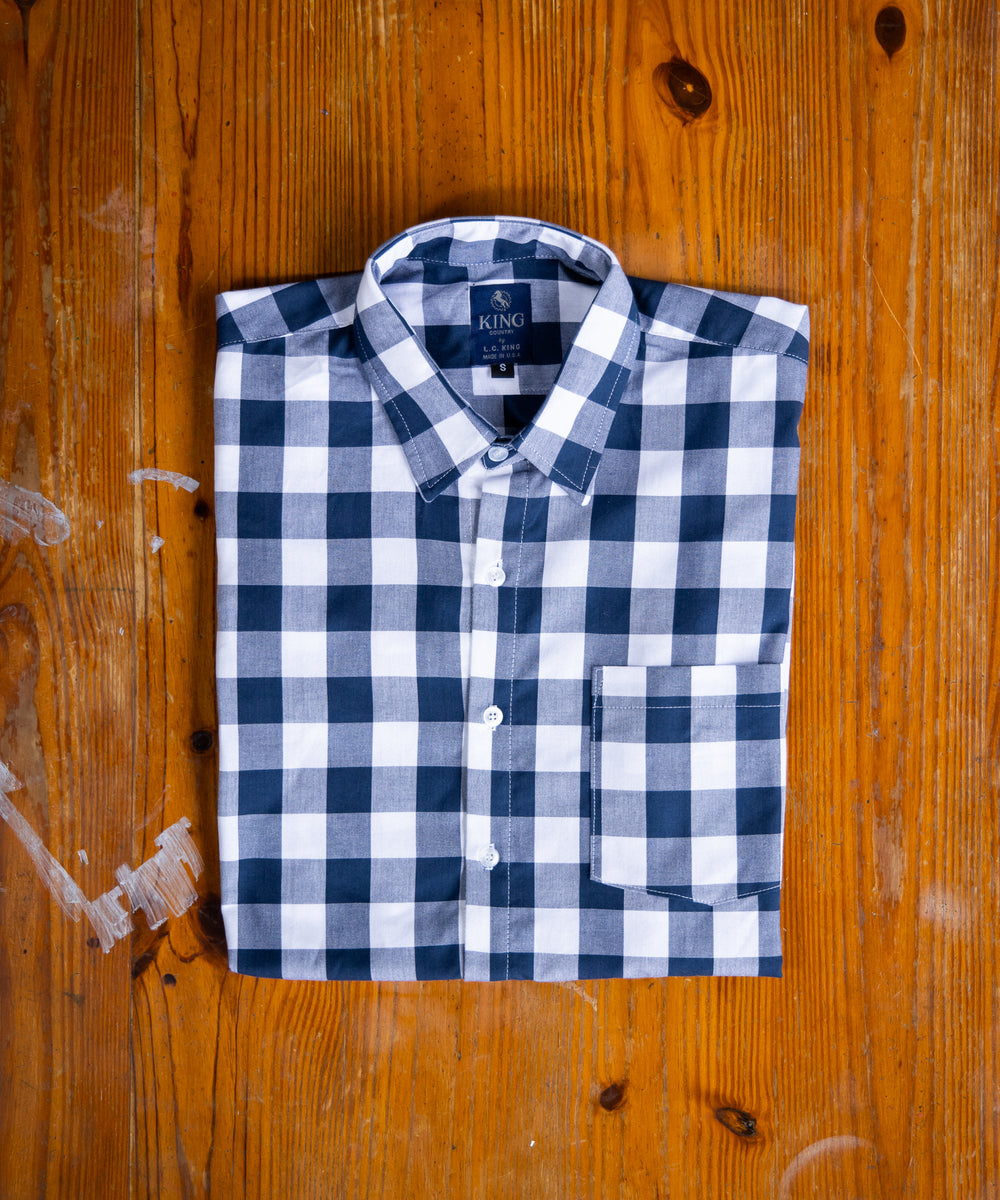 最先端 Plaid Buffalo White & Blue Button Mfg King LC – Up トップス