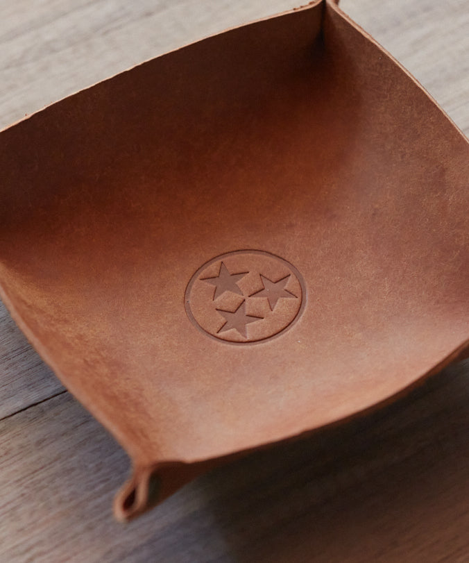 Cognac Leather Catch All Tray