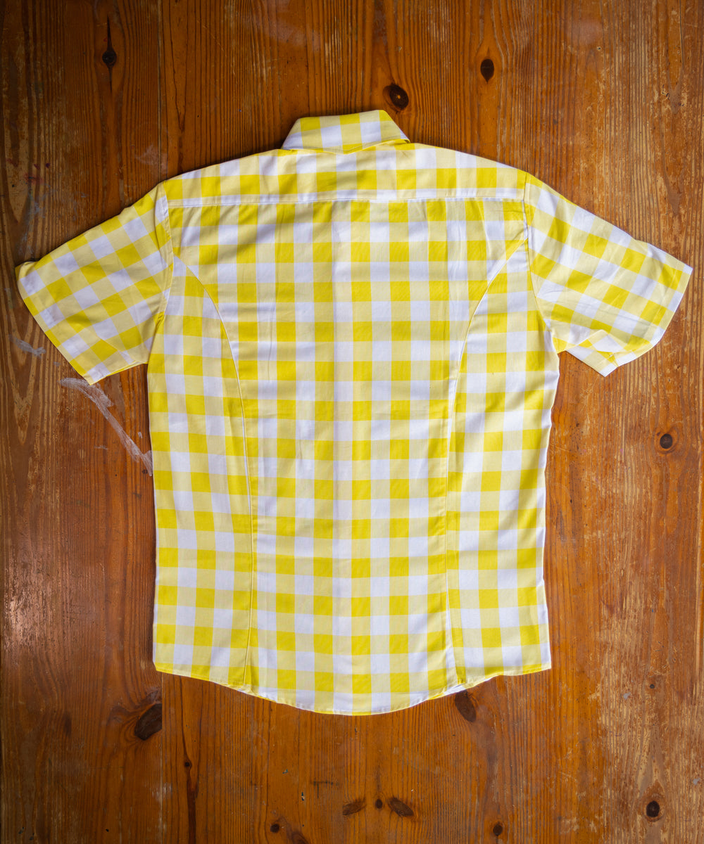Camicia con collo francese in flanella di puro cotone a quadri gialla Camicia con collo francese in flanella di puro cotone a quadri gialla
