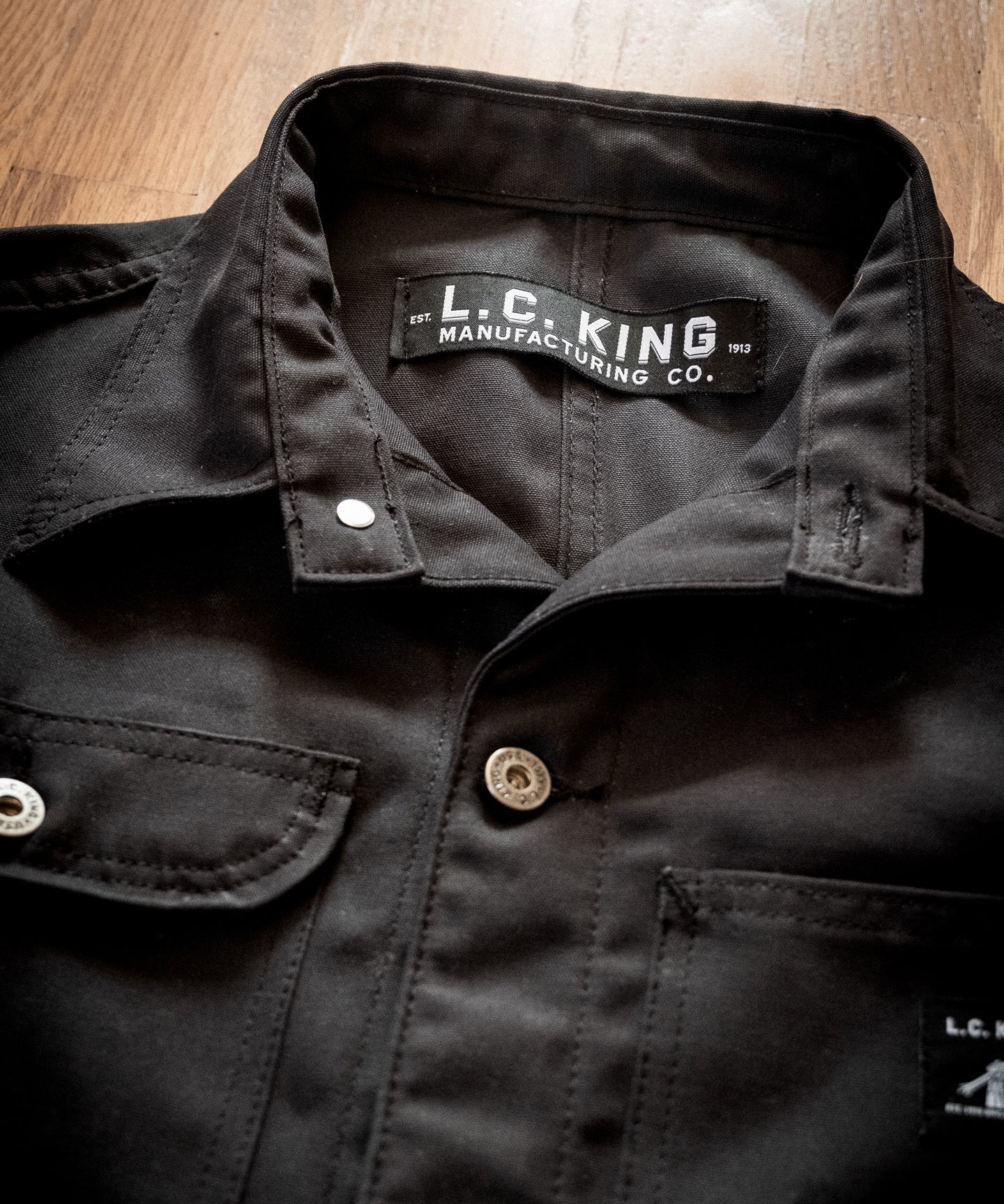 L.C. King Made in USA Men's Charcoal Grey Denim Chore Coat (XS) at   Men's Clothing store