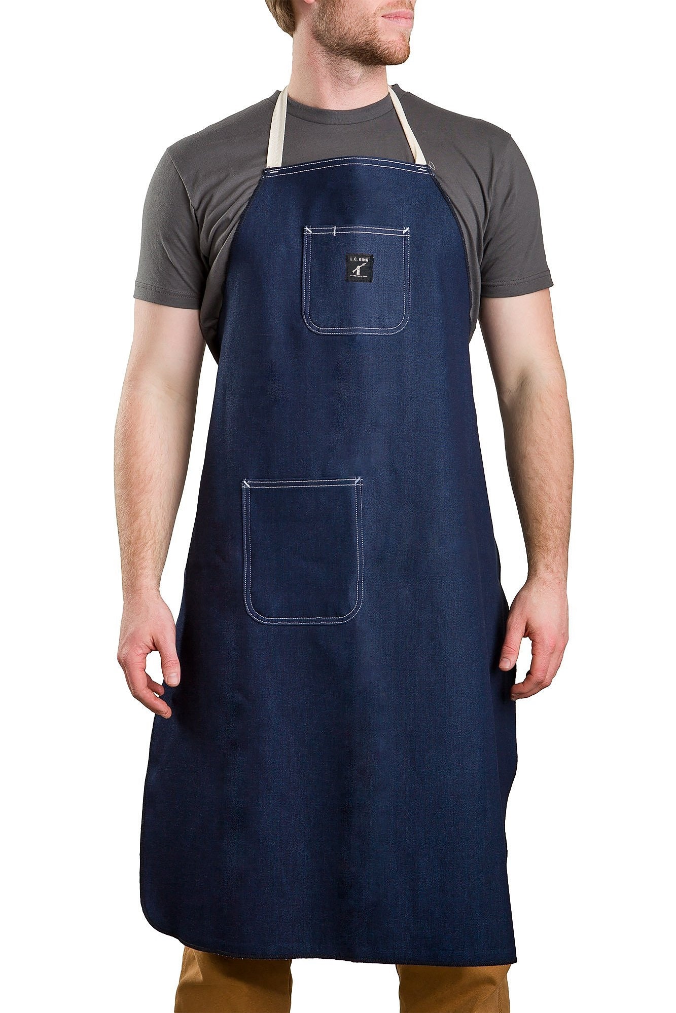 Amazon.com: QWORK Heavy Duty Denim Work Apron With Pockets, Adjustable Jean  Tool Apron for Men and Women : Tools & Home Improvement