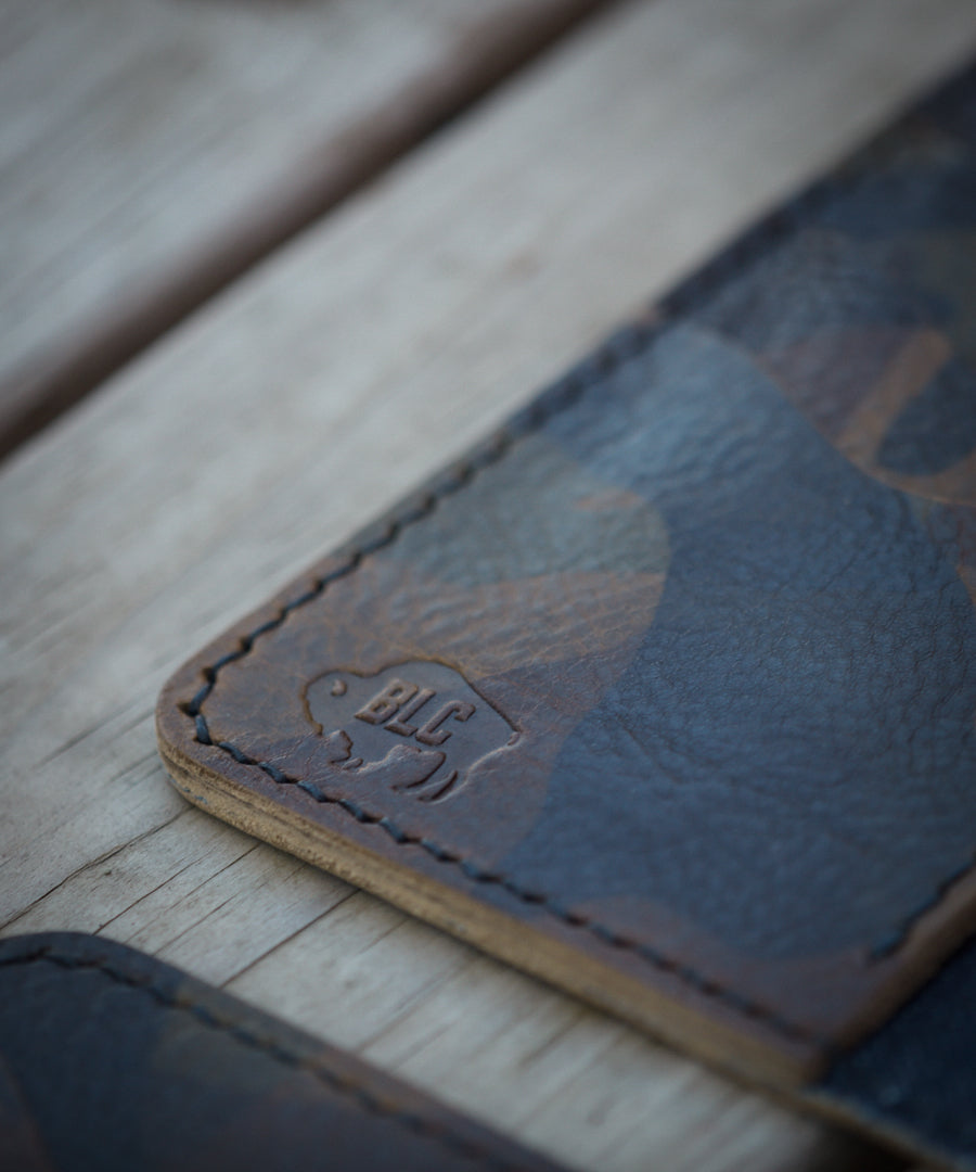Camo Leather & Indigo Wallet