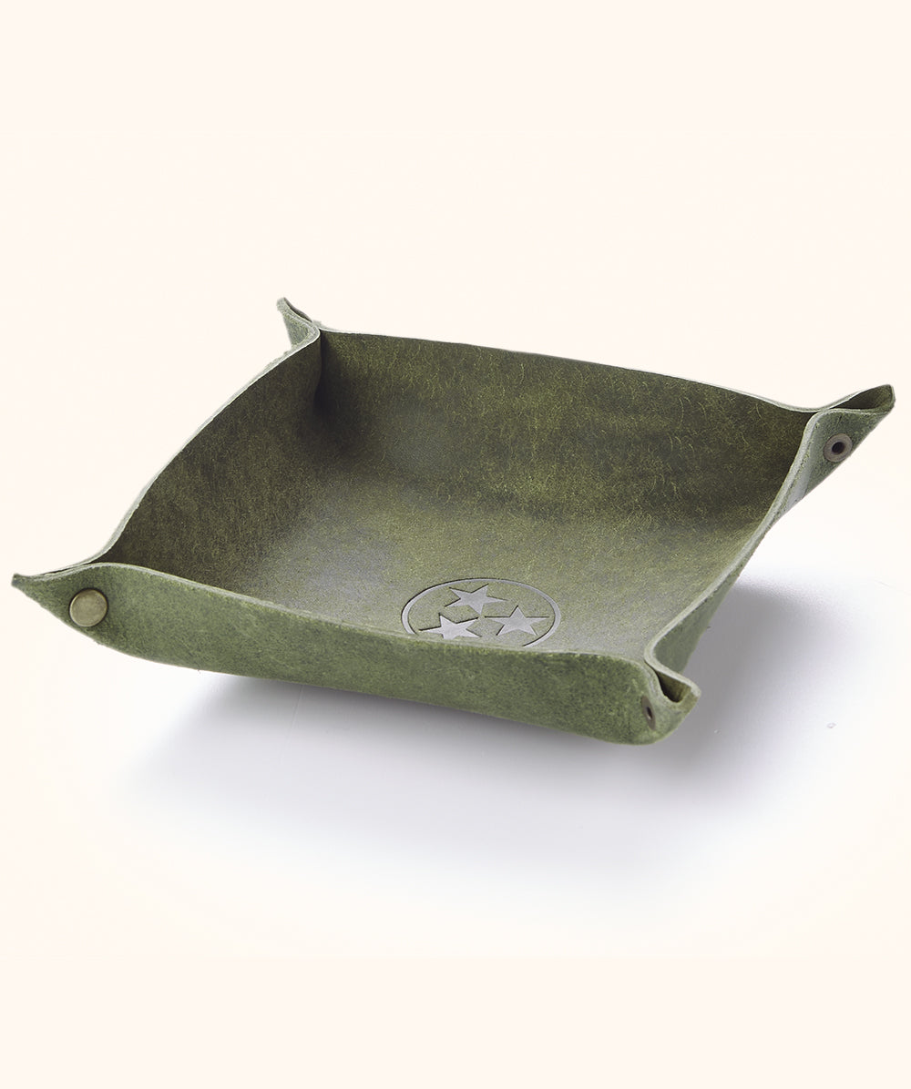 Olive Leather Catch All Tray