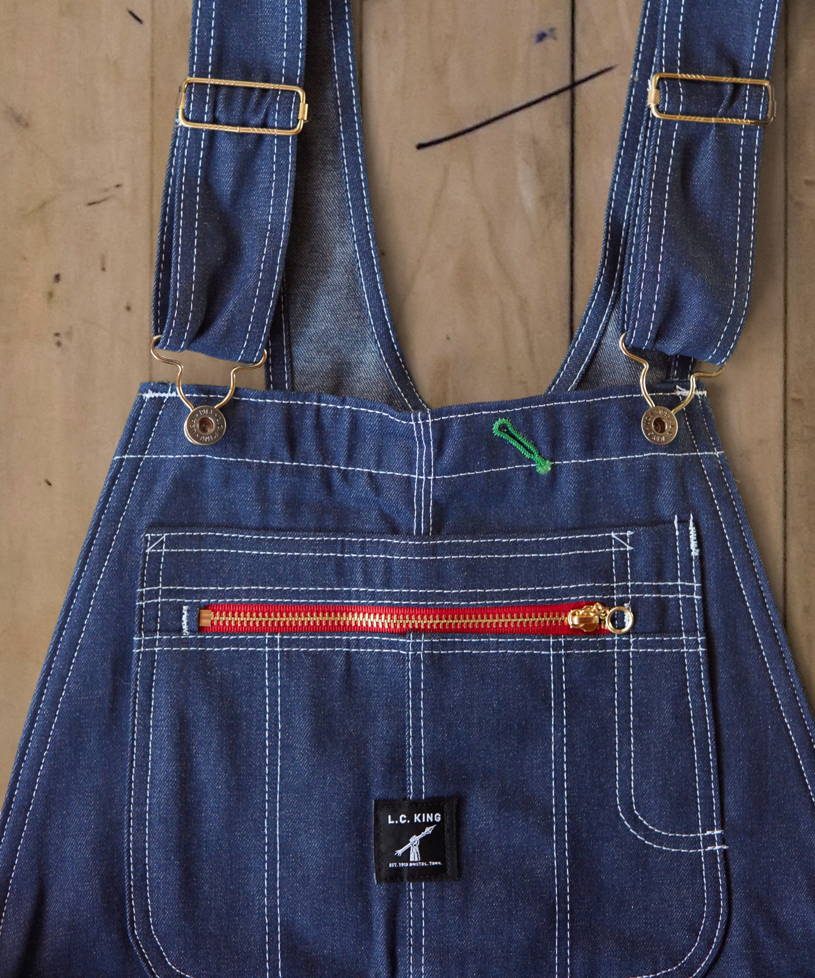 MEN'S POINTER BRAND Green Stitch Denim Overalls W38 x L29 Made USA