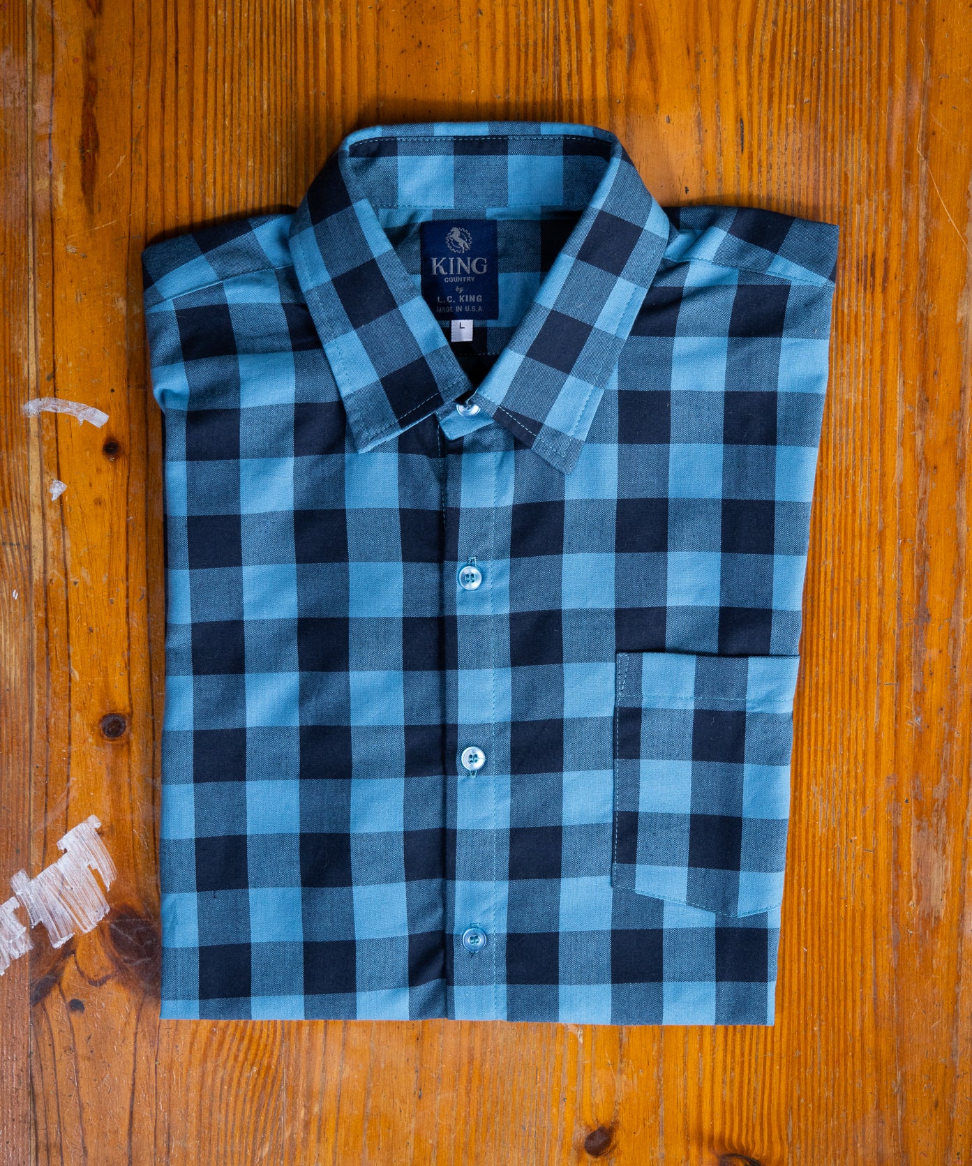 Navy & Blue Buffalo Plaid Button Up LC King Mfg Navy & Blue Buffalo Plaid Button Up LC King Mfg