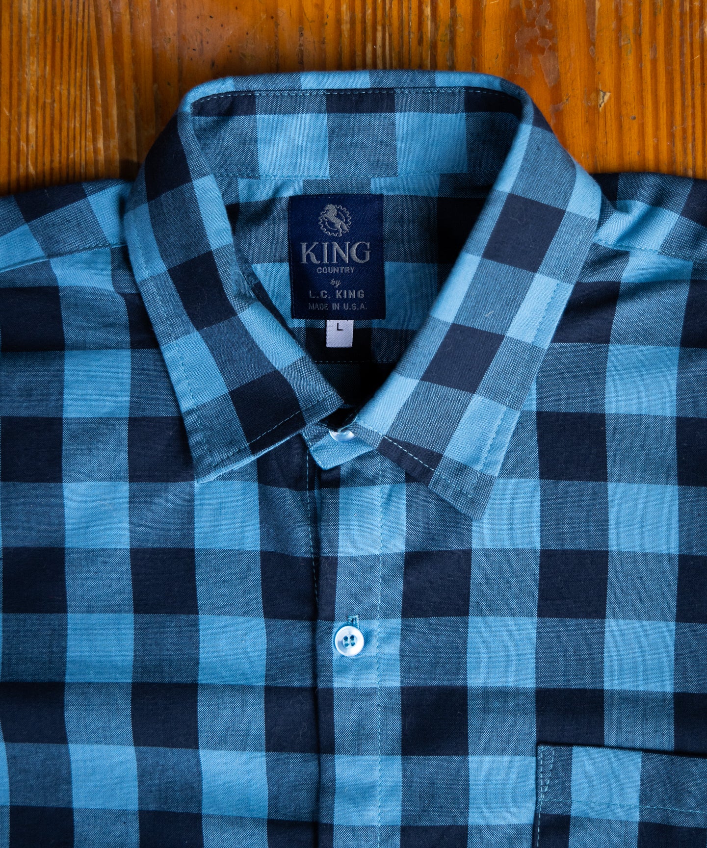Navy & Blue Buffalo Plaid Button Up LC King Mfg Navy & Blue Buffalo Plaid Button Up LC King Mfg