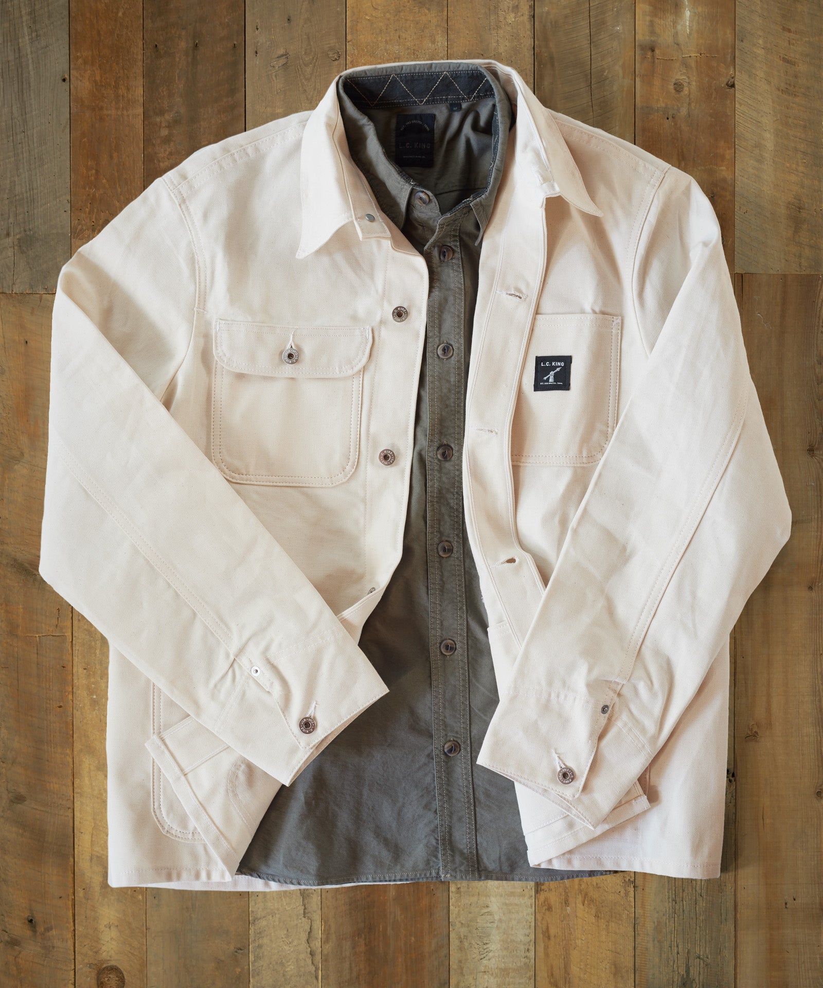50% OFF: LC King White Drill Chore Coat