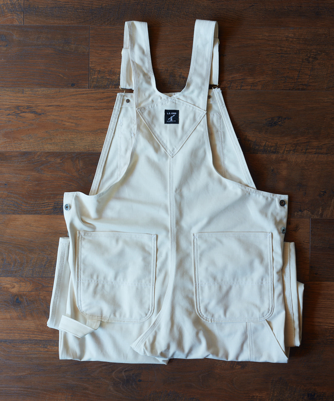 LC King White Drill Overalls - High Back