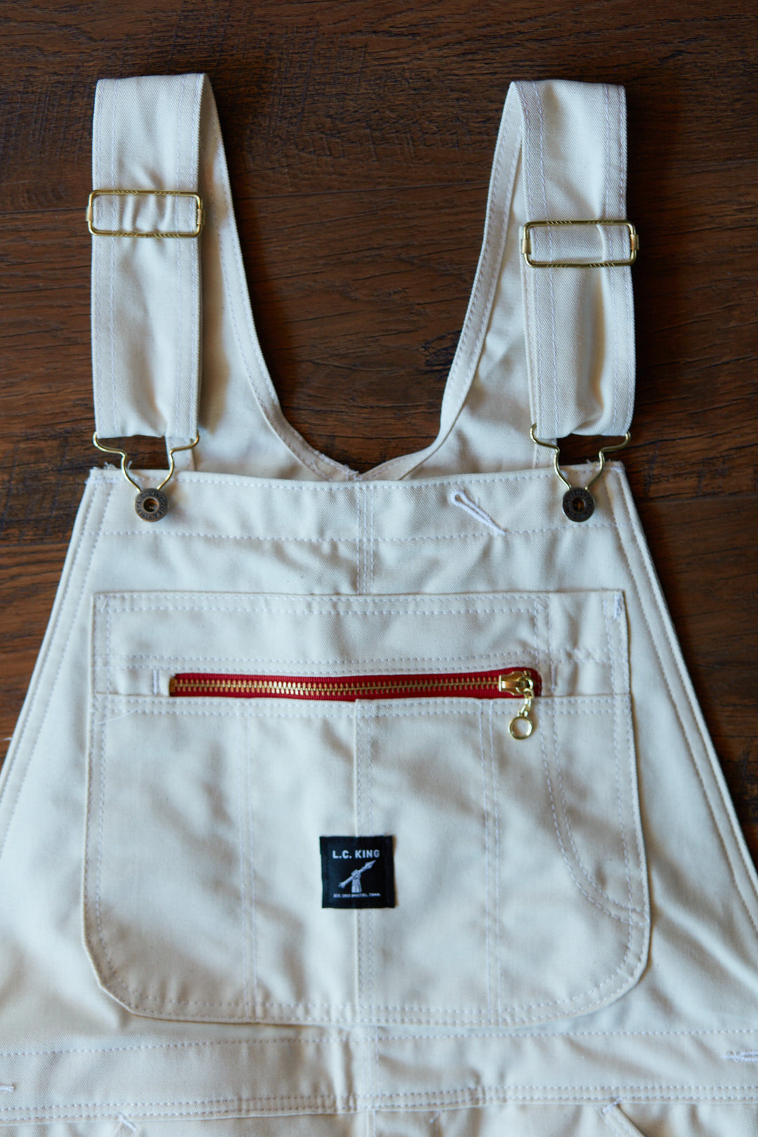 LC King White Drill Overalls - High Back